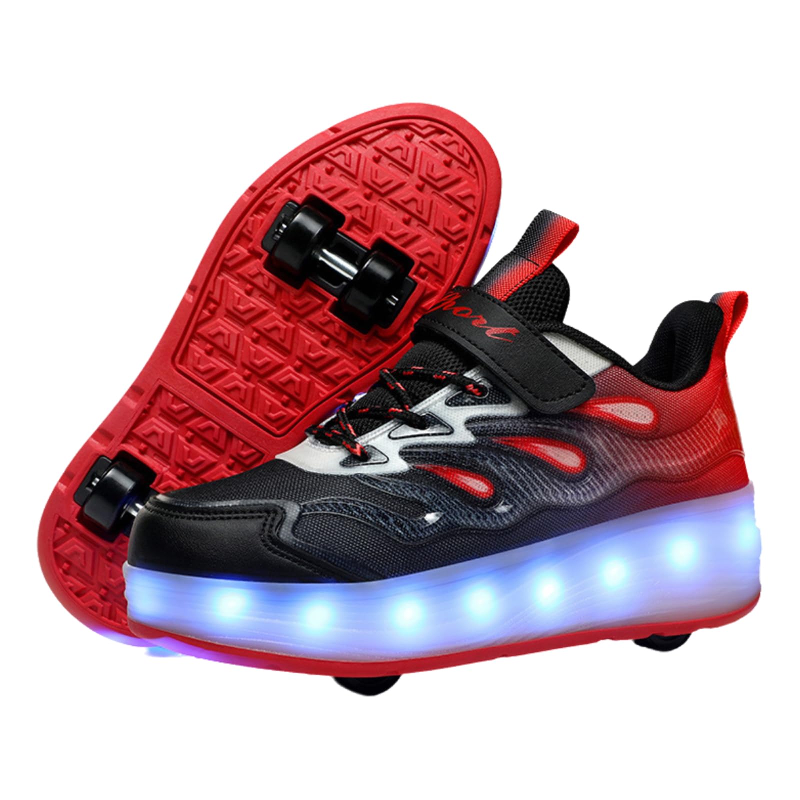 Zapatillas con Ruedas para NiñA NiñO,Zapatillas Patines,Zapatillas Ruedas NiñO,2 En 1 Zapatillas Patines,Zapatillas De Patines con Ruedas LED Light-Up,USB Recargable