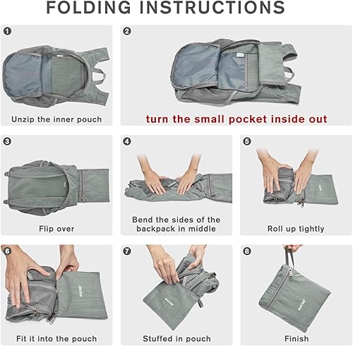 Miniatura 5 de G4Free Mochila de senderismo de 10L Mochila de viaje pequeña Mochila plegable ligera Mochila de hombro plegable casual