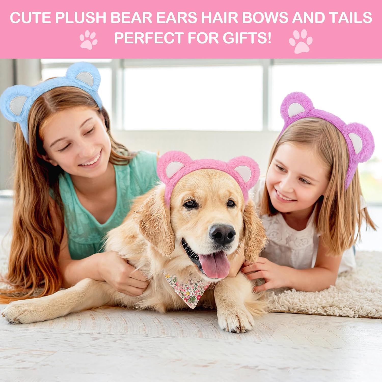 Plush Bear Ears Headband Cute Animal Ears for Makeup Cosplay and Parties