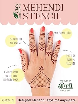 Shreemati Henna Mehendi Stencil (D5) set of 2 plus cone