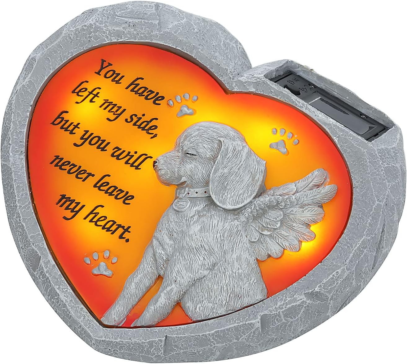 BAYN Dog Pet Memorial Stones Gifts, Solar Heart Shaped Pet Memorial Headstone Grave