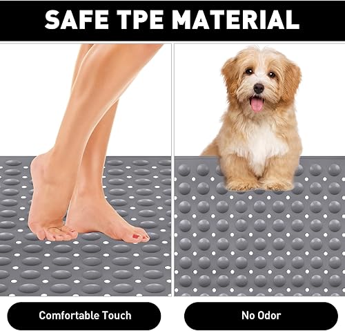 Miniatura 3 de Alfombrilla de ducha antideslizante 35.4 x 23.6 pulgadas, alfombrillas de ducha extra grandes de TPE para ducha interior, cabina de ducha