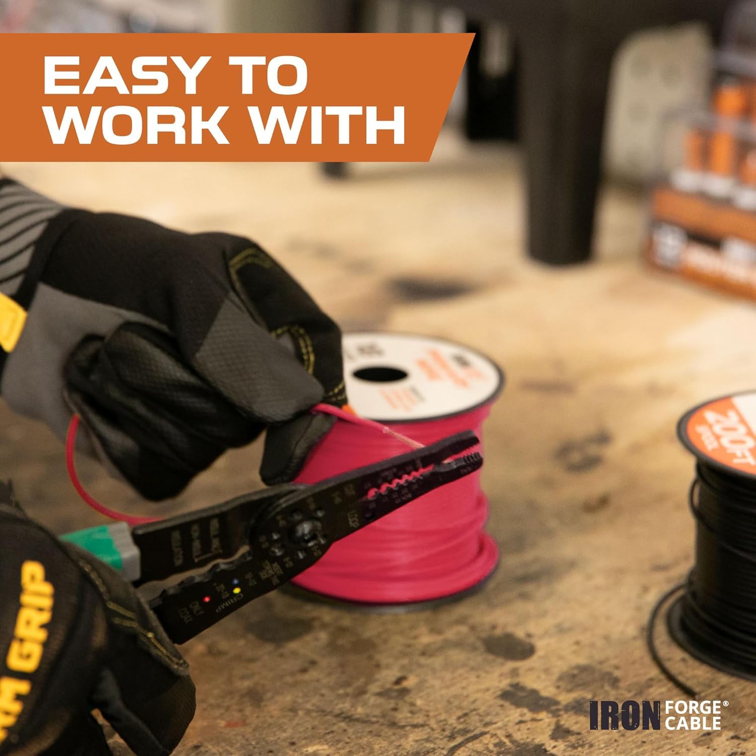Iron Forge Cable 150 ft 6 Gauge Wire - 2 Pack 75ft Copper Clad Aluminum Primary Cable 6 AWG Heavy Duty with Wire Lug Terminal Connectors and Heat Shrink Tube