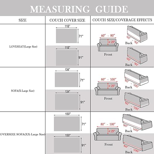 Miniatura 5 de HANDONTIME Funda de sofá gris para sofá, funda de sofá bohemia para sofá de 3 plazas, funda de sofá para sofá biplaza, funda de sofá gris claro para