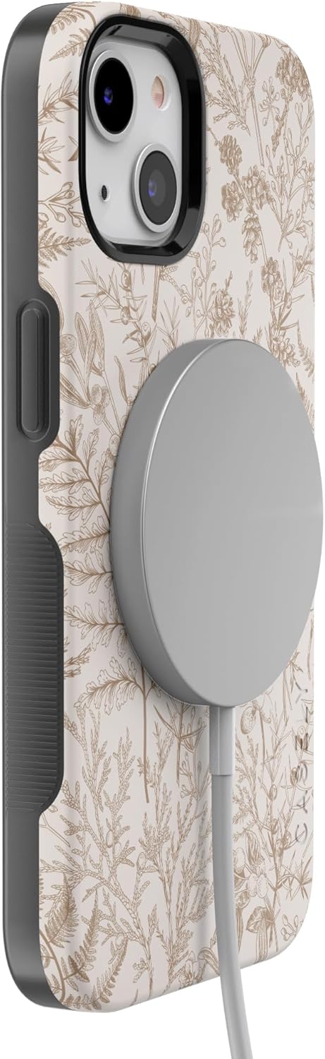 Casely iPhone 13 Case | Beige Garden | Neutral Floral | Bold Protective Design | Compatible with MagSafe - Image 4