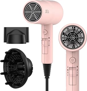 Aina Hair Dryer with Diffuser - Ionic Ceramic Blow Dryer for Women, Turbo Heat, Cold Shot, Fast Dry & Shine (Babe Pink)