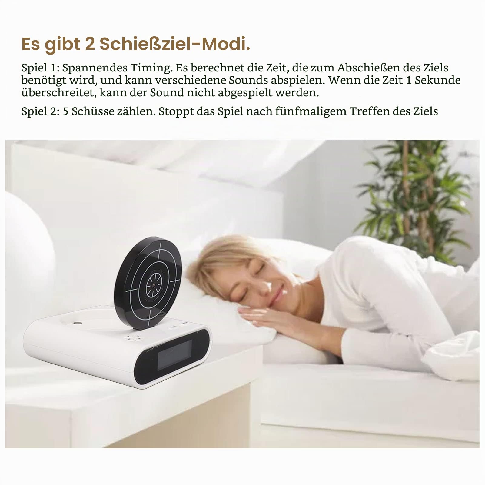 Eujgoov Shooting Target Digitaler Wecker, LED-Display, 2 Alarmmodi, Kreative Uhr für Schlafzimmer, Schwere Schläfer, Heimdekoration