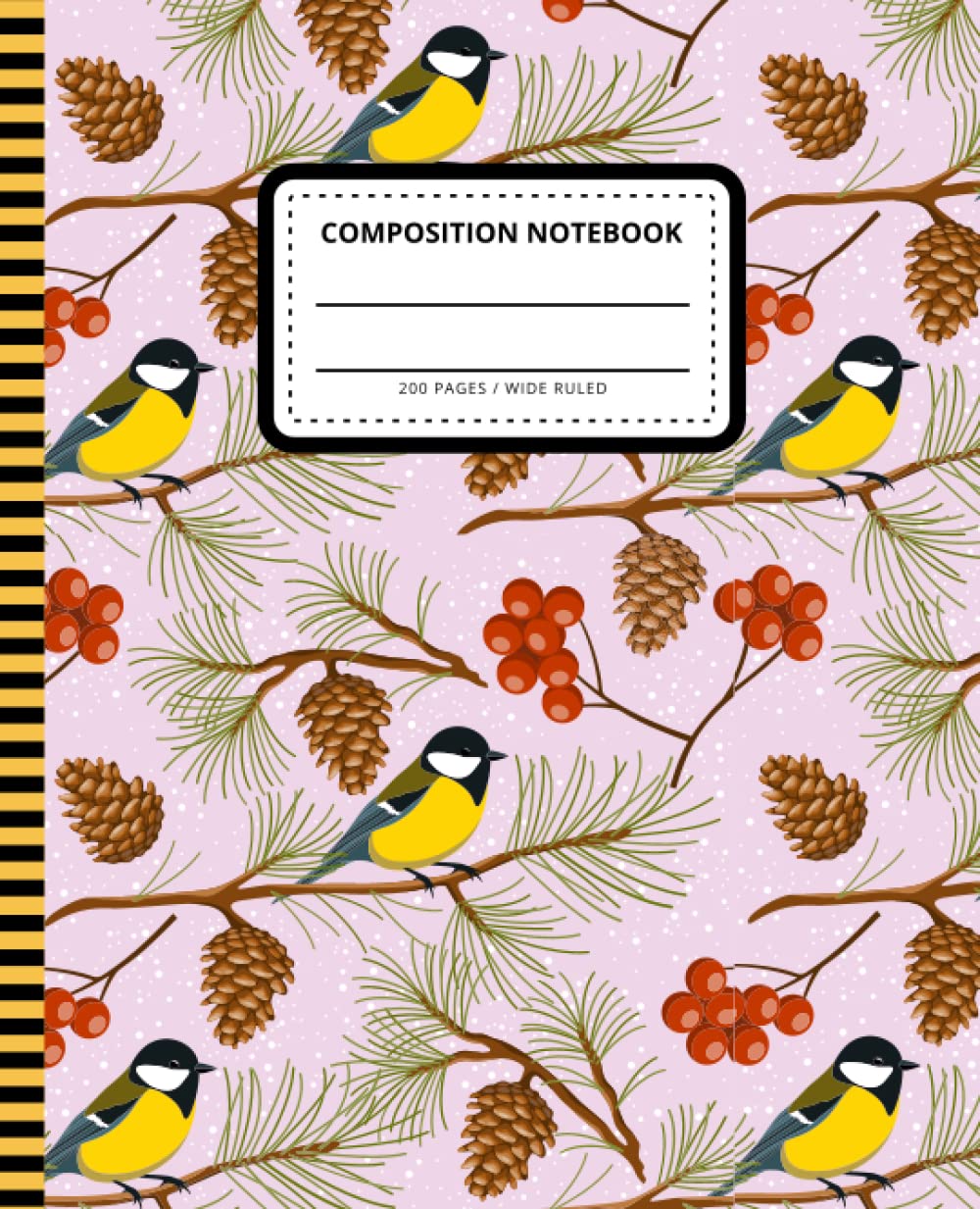 Vintage Bird Composition Notebook: 7.5 x 9.25 inch / 200 Pages (100 sheets) / Wide Ruled Paper For Writing - Homework - Notes - Doodles - Homeschool / ... Girls Kids / American Goldfinch Art Pattern