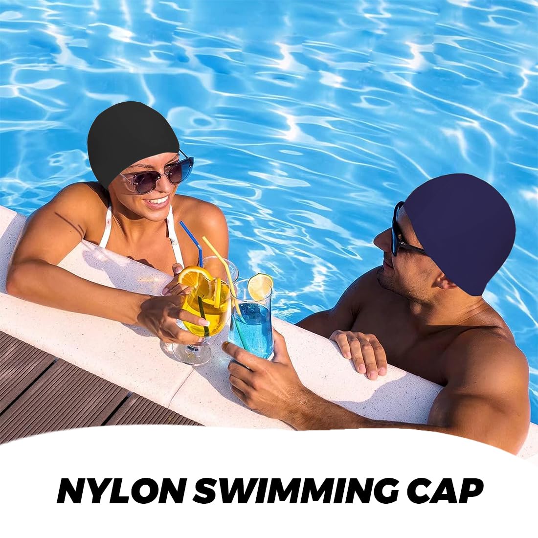 Cómodo gorro de natación de tela, suave gorro de natación unisex, gorro de natación flexible para niñas pelo largo hombres niños niños, gorro de natación ligero, juego de 2 piezas