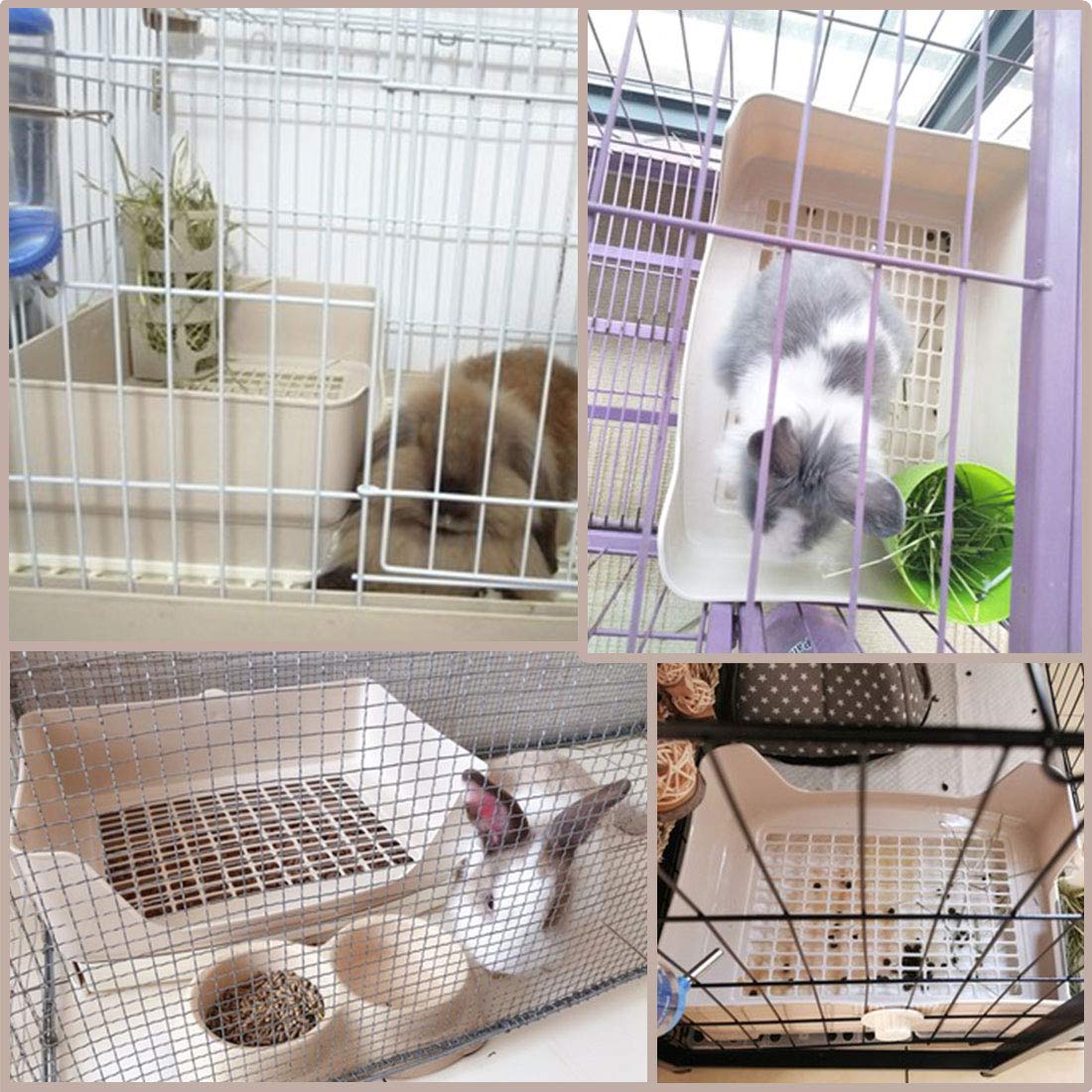 PINVNBY Large Rabbit Litter Box Bigger Pet Litter Pan Trainer with Drawer Corner Toilet Box for Adult Guinea Pigs Chinchilla Ferret Hedgehog Small Animals(Brown) - image 4