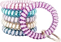 Vista 1 de BIHRTC 6 piezas de pulseras en espiral para muñeca, llaveros elásticos, bobinas, pulseras de llavero de plástico con resorte flexible, pulseras