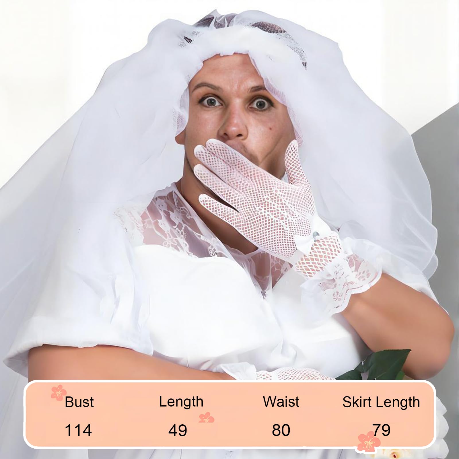 Costume da sposa da uomo, vestito da addio al celibato da uomo, accessori per addio al celibato e addio al celibato da uomo, costume divertente per adulti, cosplay, pizzo deluxe, feste in