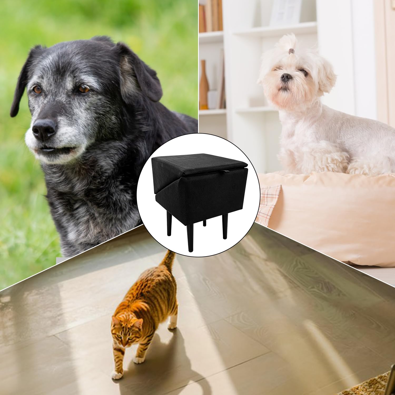 Rampas para perros, escaleras y peldaños para perros para camas y sofás, escaleras para perros para camas y sofás, escaleras inclinadas para perros pequeños, gatos - negro (32 x 37 x 62 cm)