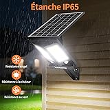intelamp Projecteur Solaire Extérieur LED 3000LM, Batterie 12500mAh, Télécommande, 4 Modes, Double Capteur Mouvement 180°, Lampe Solaire pour Jardin, Garage, Terrasse - 8