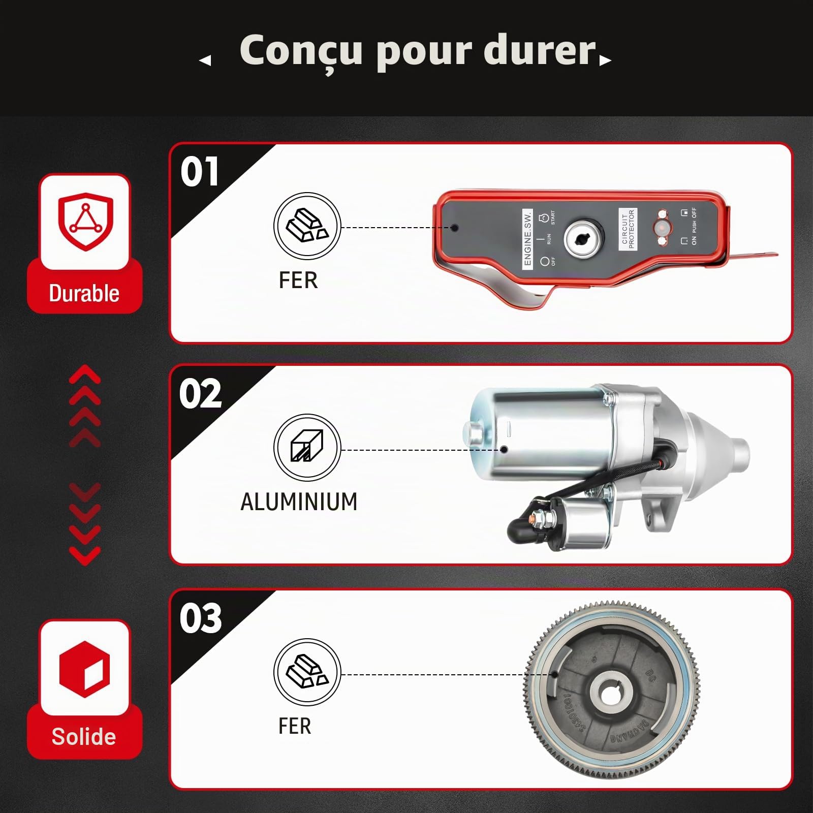 Kit de démarreur électrique pour HONDA GX340 11HP, HONDA GX390 13HP avec boîte de commutation à clé Démarreur Démarreur Magnétique Moteur