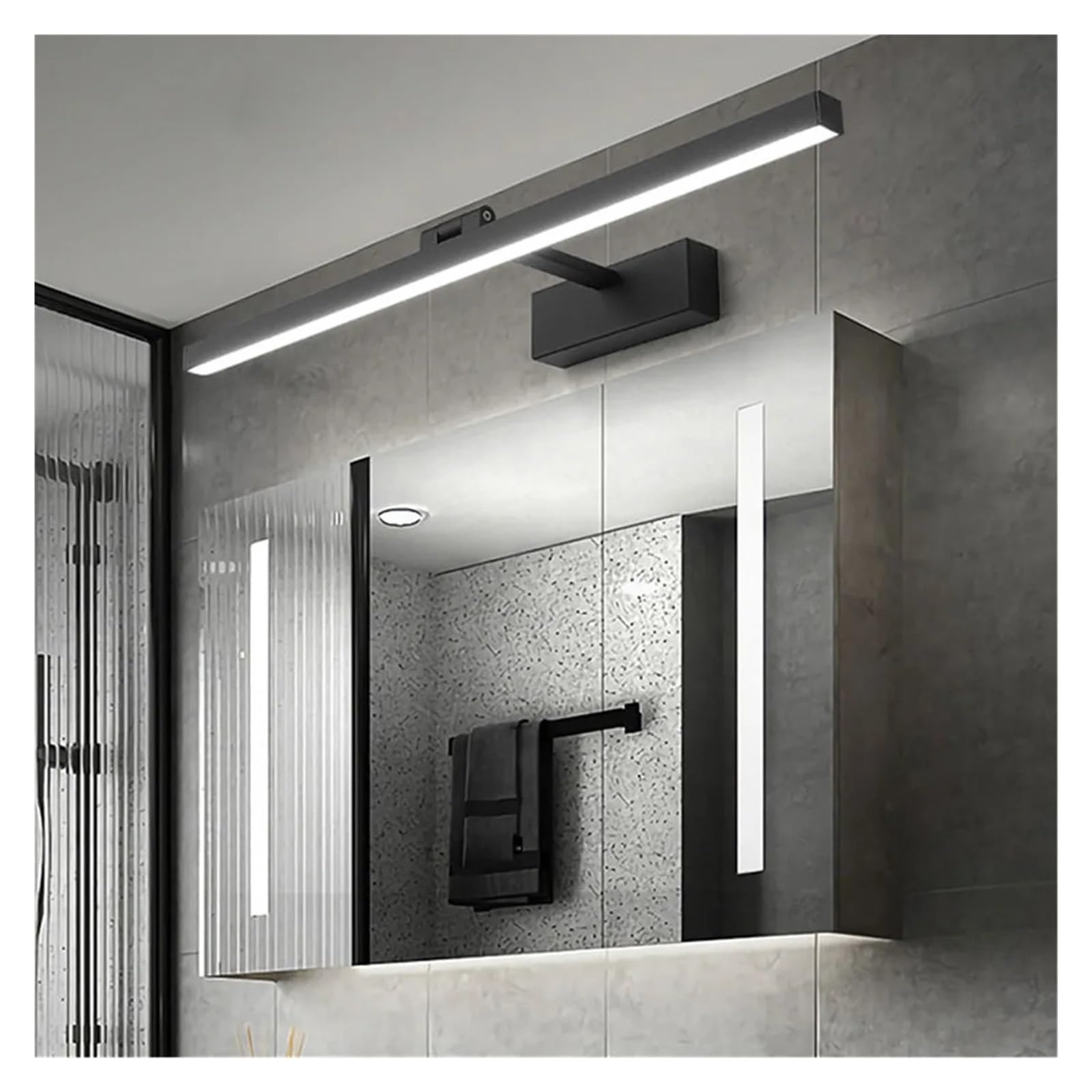 Luz LED para cuadros L40cm L50cm Lámpara de pared LED Luz de espejo de baño, Lámpara de pared acrílica moderna impermeable Luces de baño Luz de pintura para exhibir obras de arte(Black 4000K,12W L50cm