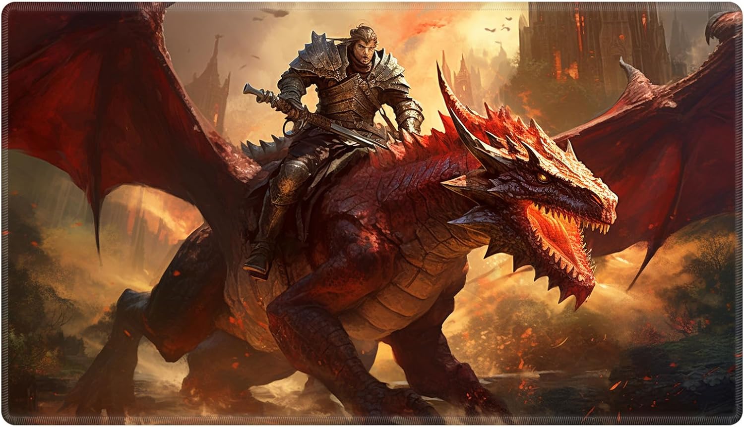 Playmat with Zones for MTG Card Game, 24"x14" Commander Deck Gaming Desk Mat, Five Elements