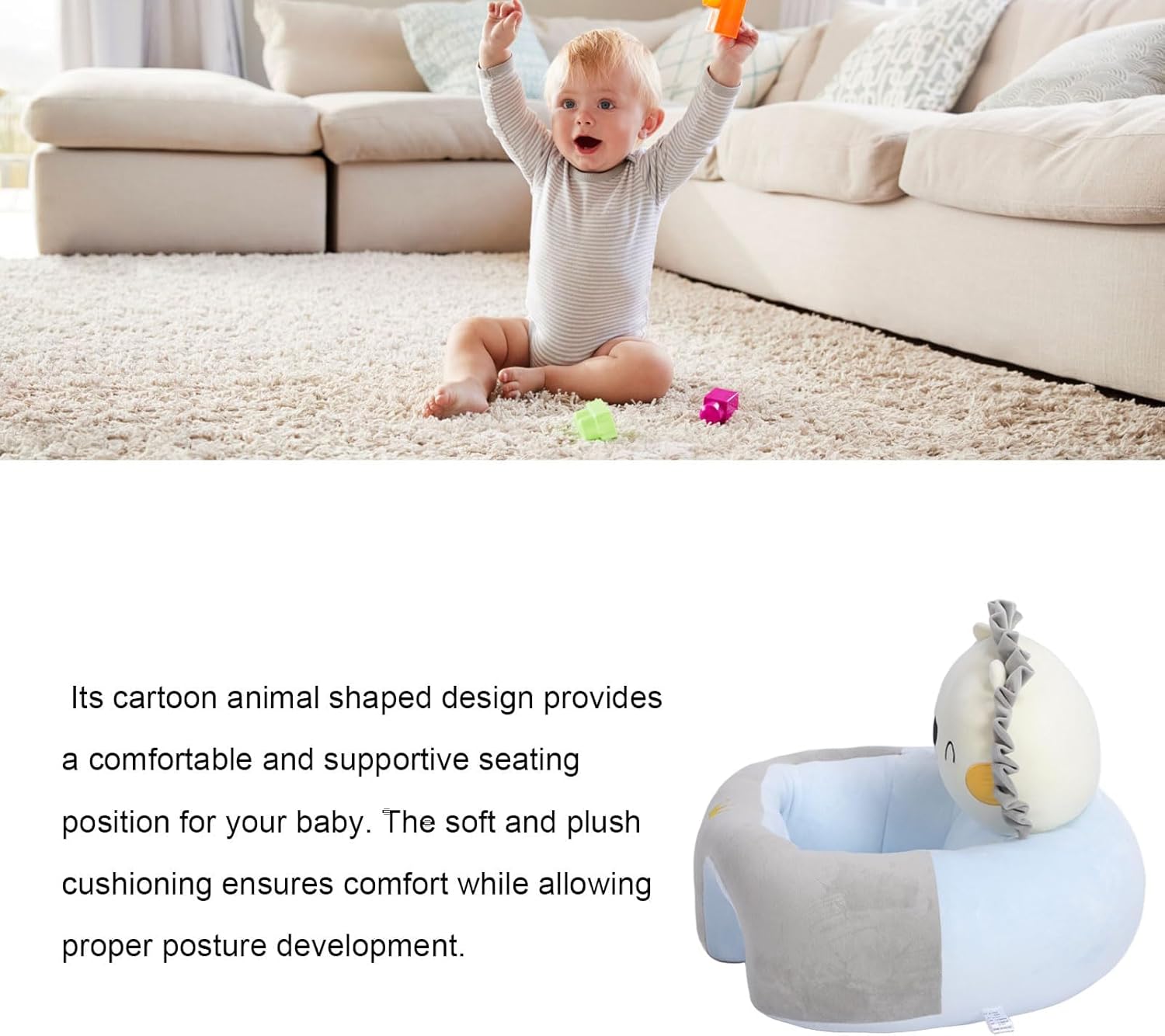 Cute Baby Sofa Chair for Sitting Up, Comfy Plush Infant Seat, Safe Fall Proof Design, Multi Functional Learning Seat (Type E)