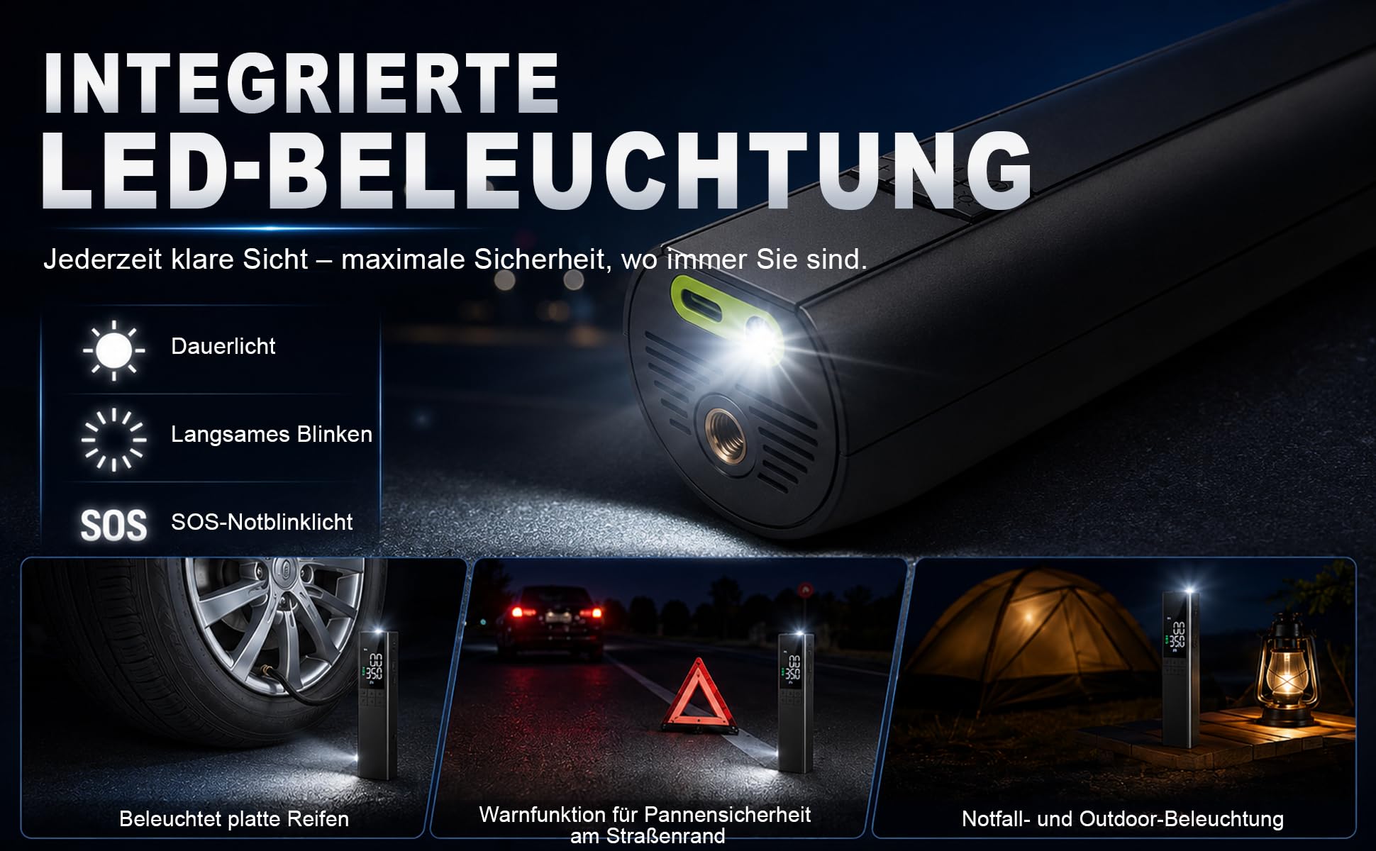 Bomba de aire eléctrica 150PSI con autostop – Compresor de batería EPERSU portátil, preajuste preciso de presión bomba de bicicleta para coche, moto, bicicleta eléctrica, scooter eléctrico y pelotas