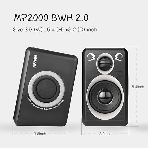 Miniatura 3 de RECCAZR Altavoces de computadora con sonido envolvente 2.0CH USB con cable multimedia altavoz para escritorioTVPCportátilesteléfono inteligente