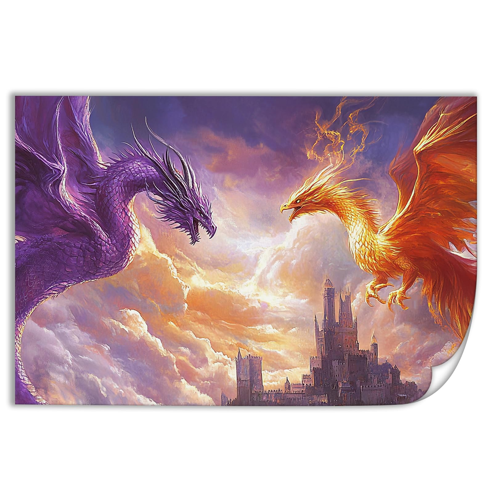Amazon.com: QEOPGNE Phoenix Dragon Wall Art Fantasy Castle Anime