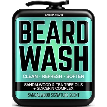 Beard Wash for Men with Tea Tree & Sandalwood Hydrating Beard Shampoo Softener for Coarse Hair, Grooming Cleanser for Daily Care Routine Moisturizing Wash for Black Men 5 Fl Oz
