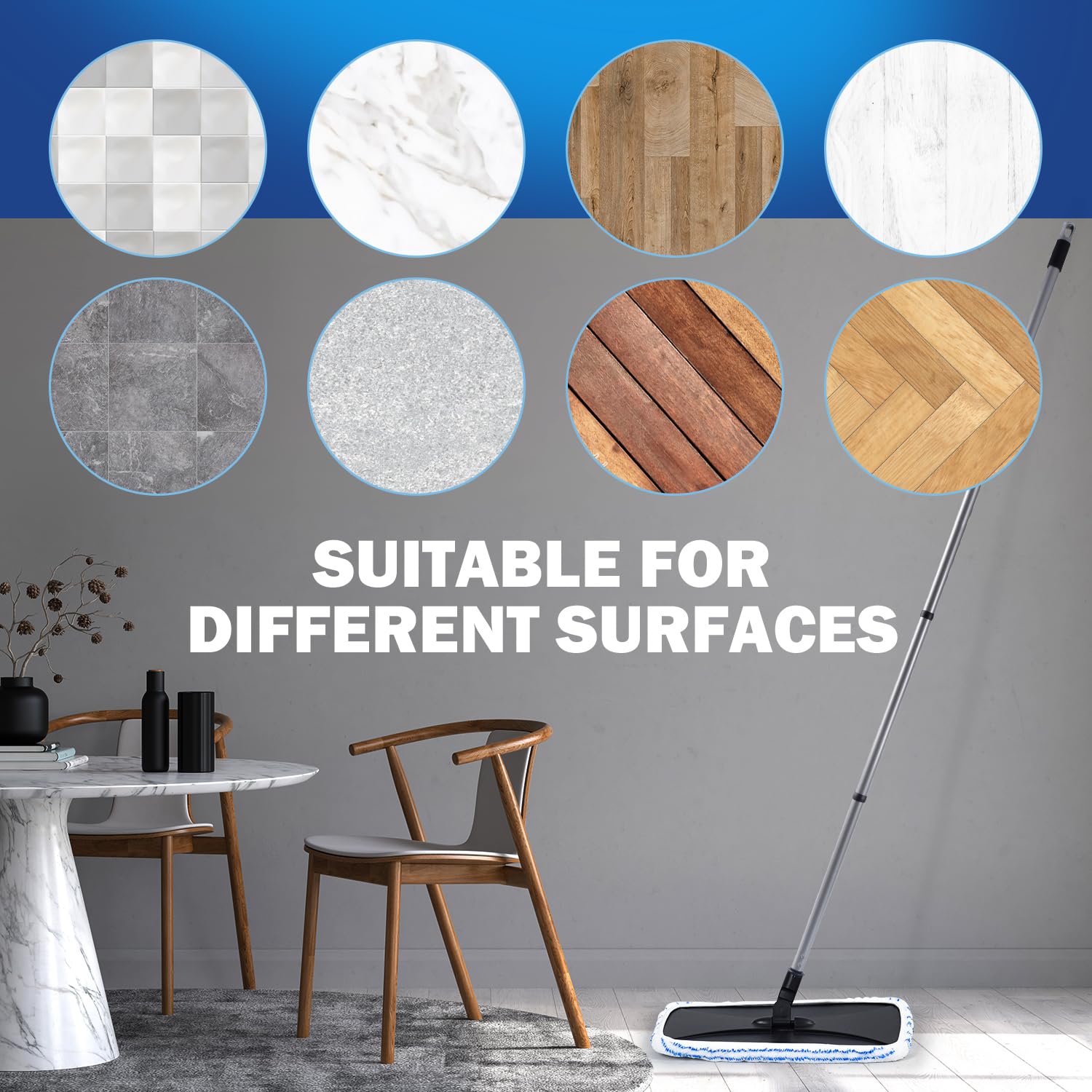 Matthew - Mopa de microfibra compatible con mopa de microfibra de suelo de madera dura, reutilizable y lavable de 15 x 8 pulgadas, paquete de 3 repuestos de fregona húmeda de microfibra para limpieza