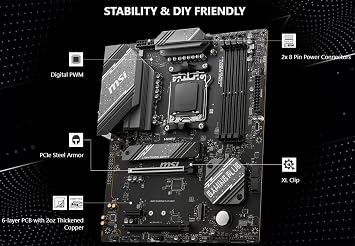 INLAND AMD Ryzen 5 7600X CPU Processor with MSI B650 Gaming Plus WiFi Gaming Motherboard(AM5, ATX, DDR5, PCIe 4.0, Wi-Fi 6E), Soly by Micro Center