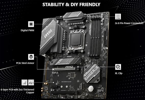 INLAND AMD Ryzen 5 7600X CPU Processor with MSI B650 Gaming Plus WiFi Gaming Motherboard(AM5, ATX, DDR5, PCIe 4.0, Wi-Fi 6E), Soly by Micro Center