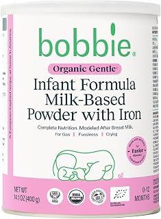 Bobbie Organic Gentle Baby Formula Powder - Milk-Based with Iron, DHA, Vitamin D, 100% Lactose for Fussy Newborns to 12 Months, 14.1oz