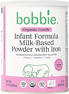 Organic Gentle Baby Formula, Milk Based Powder with Iron, DHA, Vitamin D & 100% Lactose Like Breast Milk, For Fusiness, Crying & Digestive Health, Newborn Baby-12 Months Old, 14.1 oz, 1 Pack