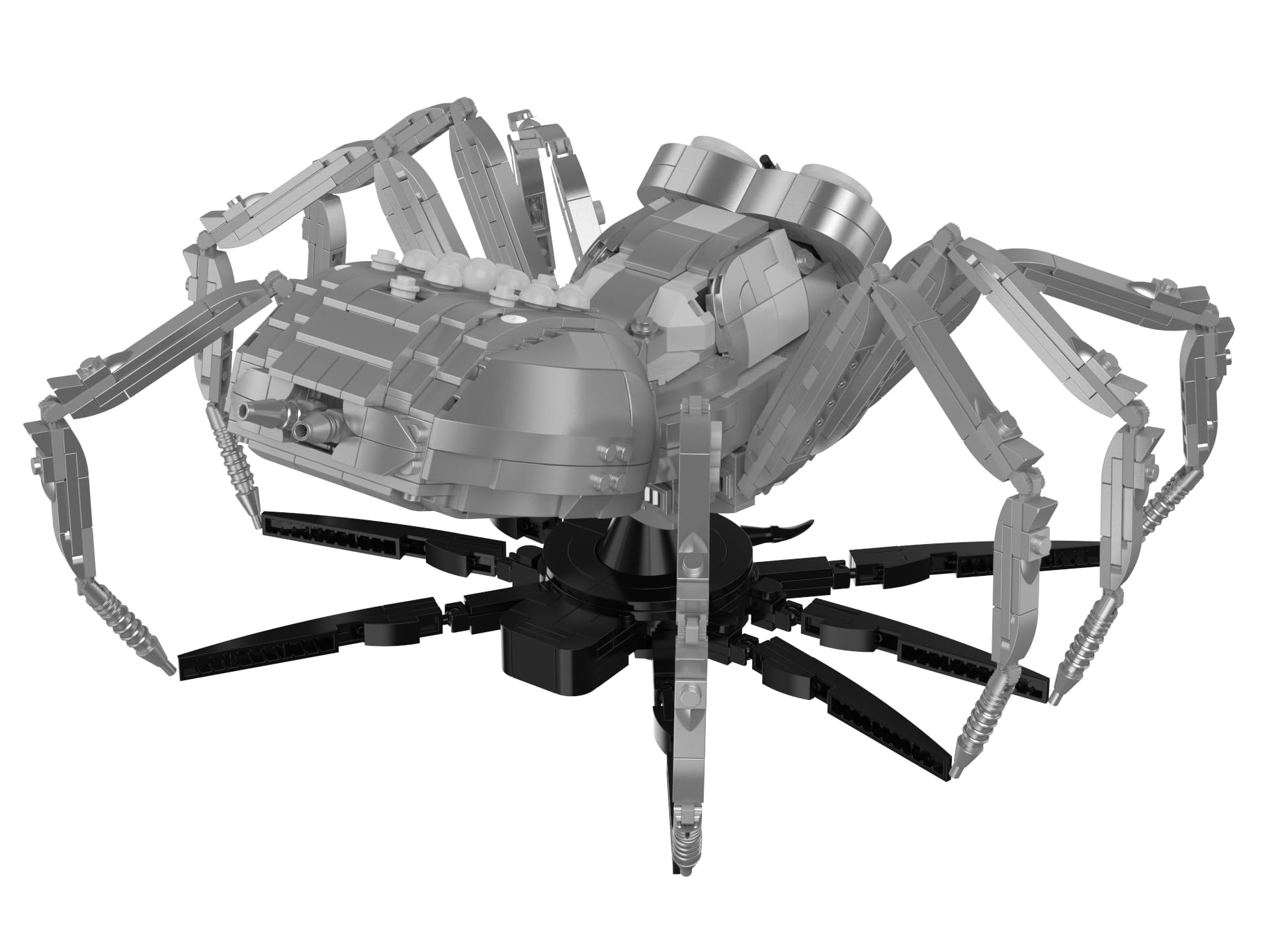BlueBrixx Trzy, srebrny pająk, 1346 klocków zaciskowych, model 3D