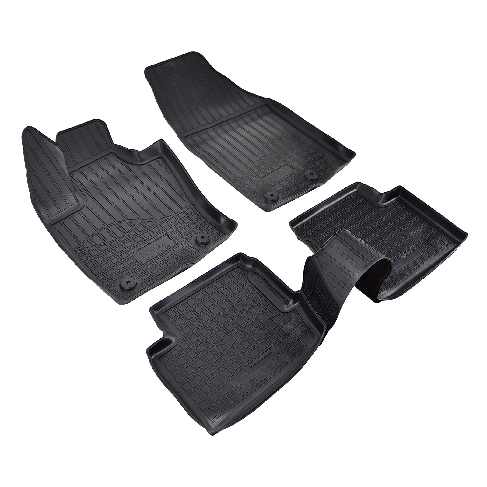 J&J AUTOMOTIVE | NORM 3D Tappeti Tappetini Auto In TPE Gomma Su Misura Per 500X dal 2014, Kit di 4 Pezzi, Inodore, Nero, Antiscivolo