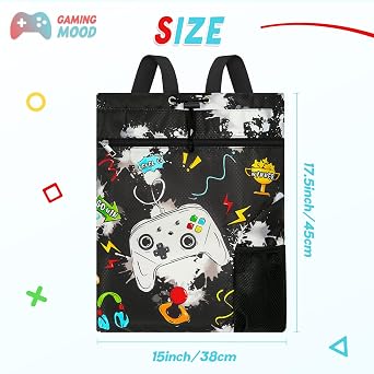 WAWSAM Gym Drawstring Backpack String Bag - 15 x 17 Sports Gym Bag for Kids Waterproof Swimming Beach Shopping Yoga Bag