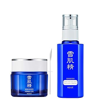 SEKKISEI Herbal Essential Duo Bundle Set Herbal Gel 2.8 oz & Emulsion Enriched 4.7 oz Facial Kit