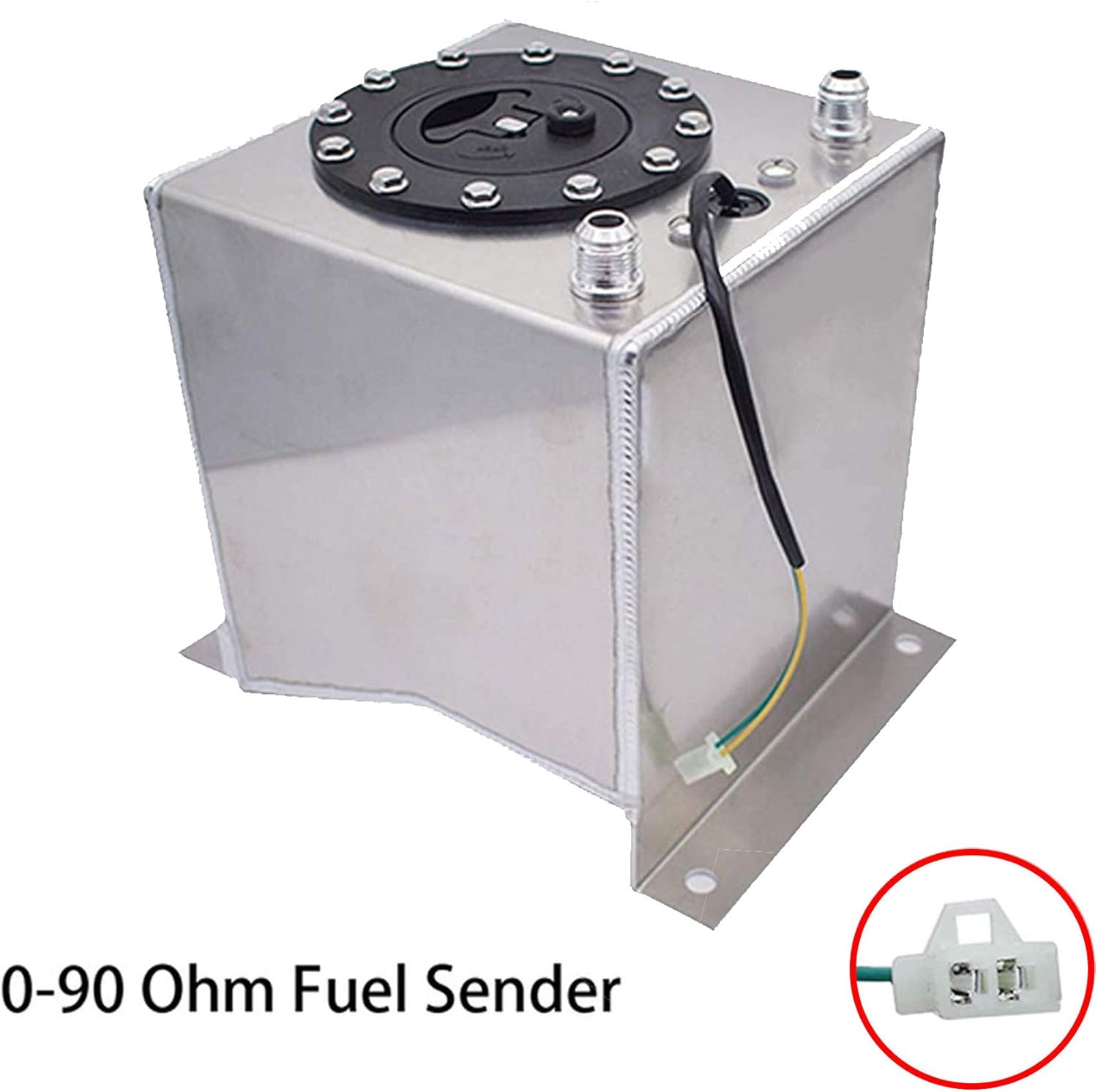 waltyotur 2.5 Gallon Universal Fuel Cell Gas Tank Aluminum Polished Race Street Drift Strip Fuel Cell Tank with Level Sender Silver