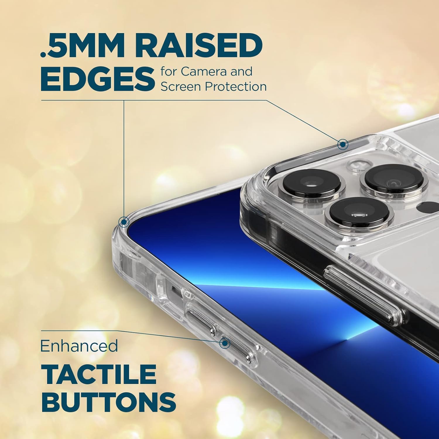 Case-Mate iPhone 13 Pro Case - Twinkle Ombre Gold [10ft Drop Protection] [Wireless Charging Compatible] Luxury Cover w/Cute Bling Sparkle for iPhone 13 Pro 6.1", Anti-Scratch, Shock Absorbent, Slim
