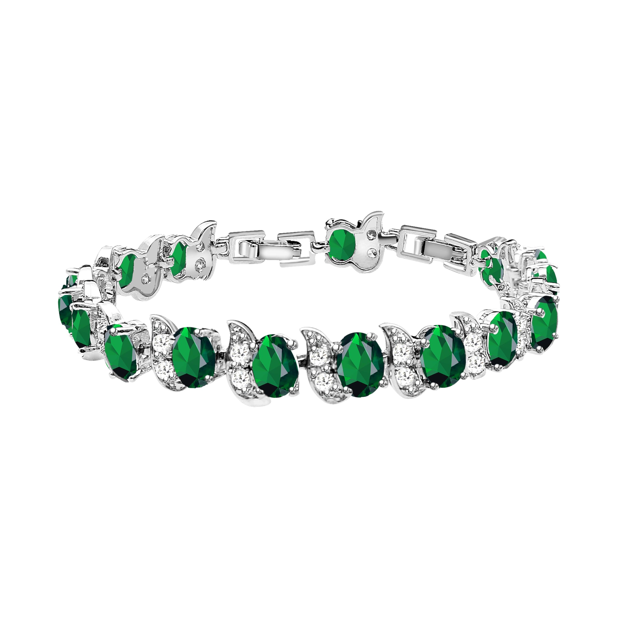 LMXXVJ Fashion Tennis Bracelet Created Emerald White Gold Plated Charm Bracelet Gifts Jewelry for Women