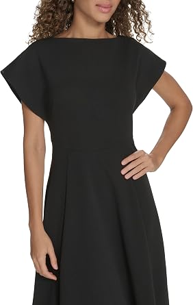 Calvin Klein Scuba Crepe Boat Neck Midi