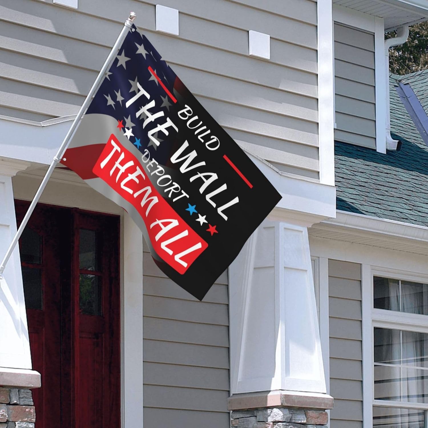 Build The Wall Deport Them All Upgrade Your Yard: Vibrant 4x6ft Decorative Flag - Premium Polyester, Brass Grommets! Shop Now!