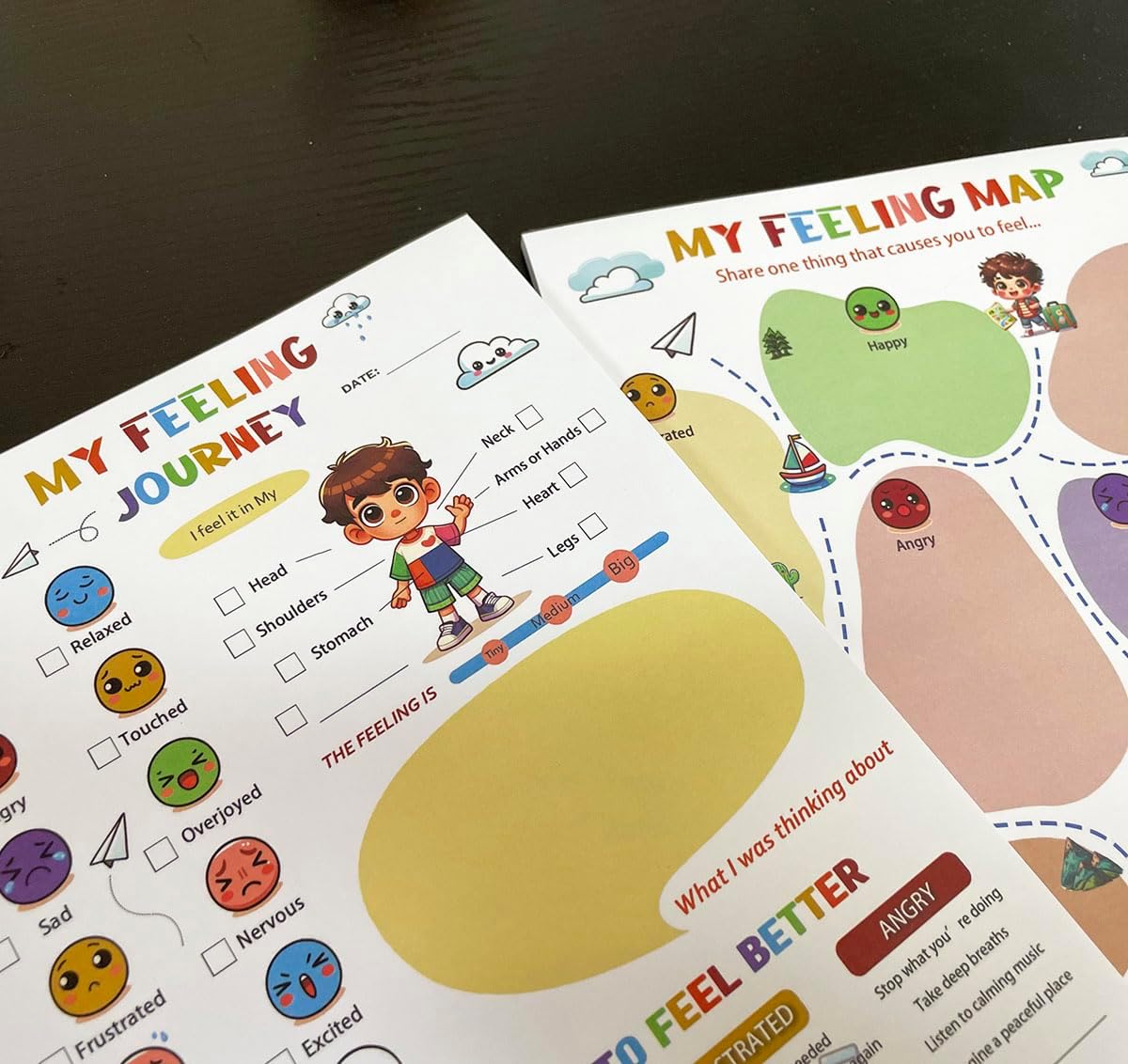 Feelings Chart Check in Social Emotion Moods Tracker Chart Notepad Tools for Kids Communication Calm corner Gift | 2 Pack | 9.8" X 7.1" image 4