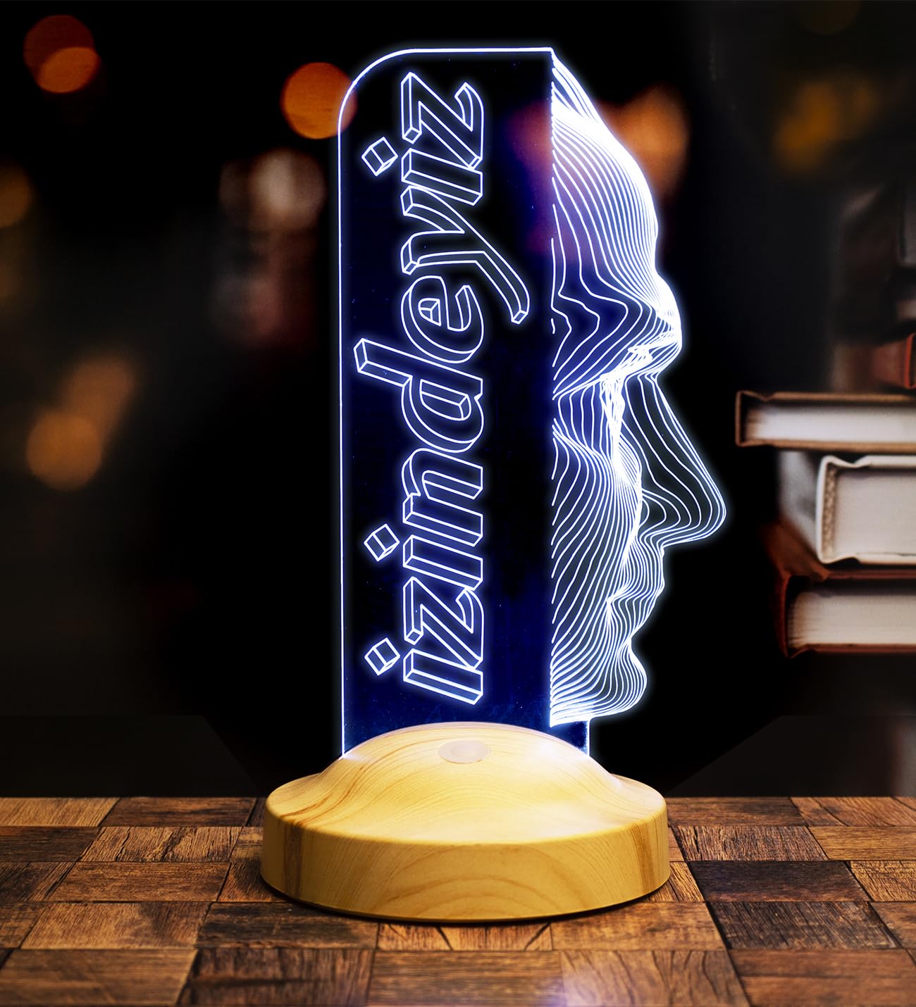Atatürk Temalı Hediyelik Ürünler Atatürk İzindeyiz Gecelambası 3D Led Lamba, Atam İzindeyiz Sloganı, Ofis ve İşyeri Hediyesi