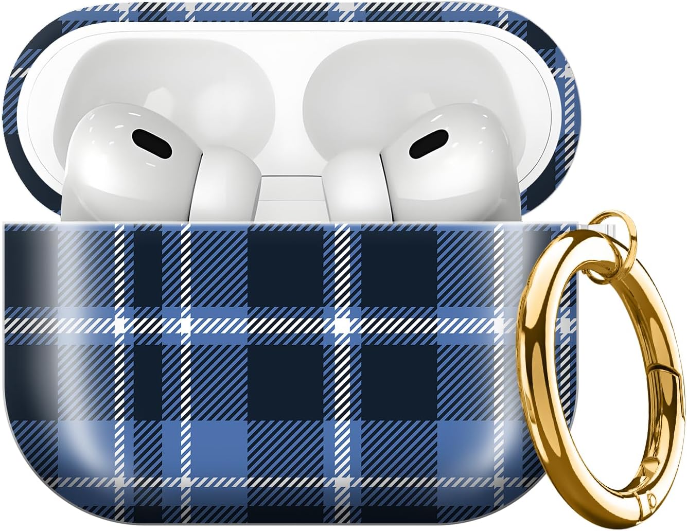 Plaid Textile Blue AirPods Pro Case with Keychain