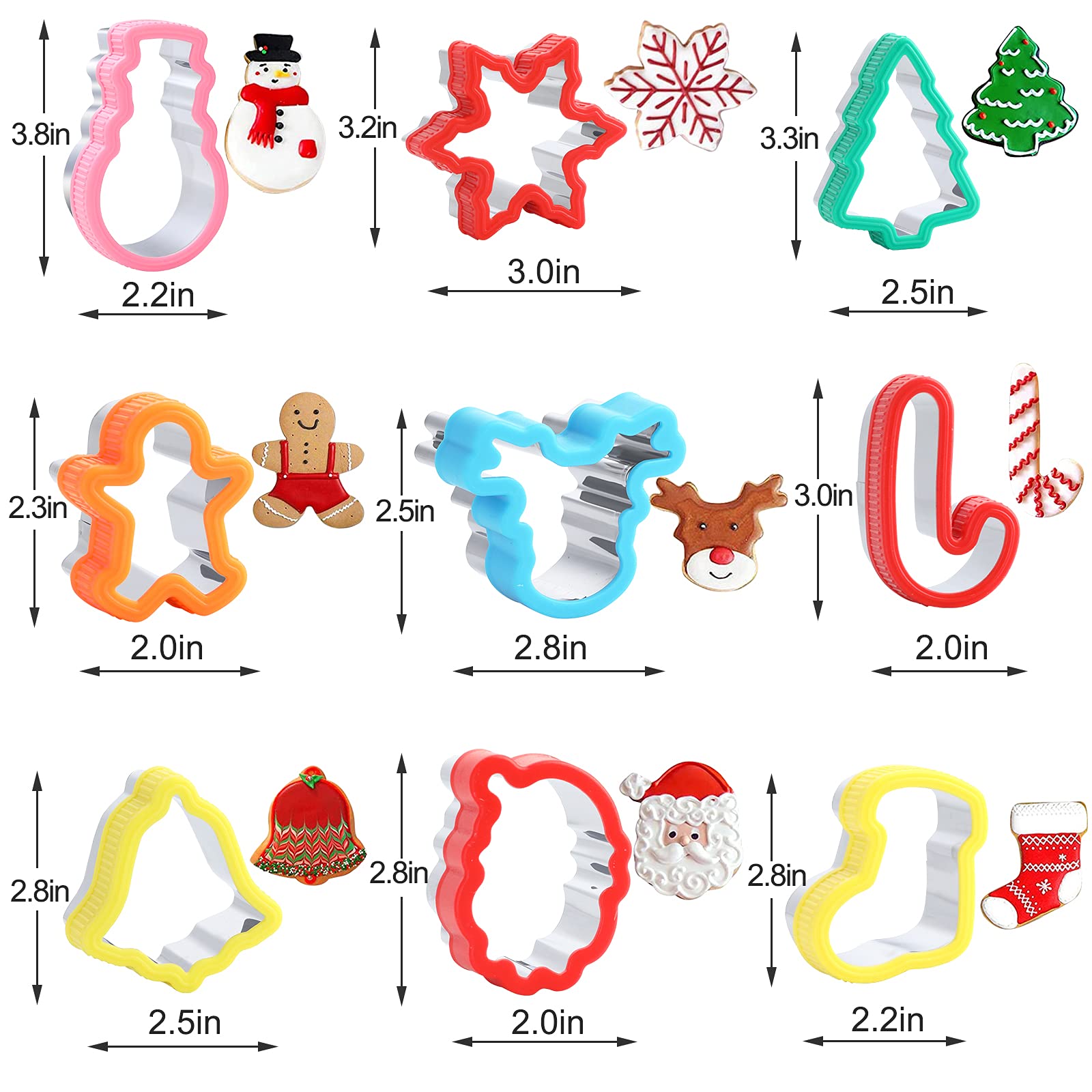 Juego de moldes de cortadores de galletas de Navidad, 9 piezas de moldes cortadores de galletas y frutas, accesorios de decoración y alimentos