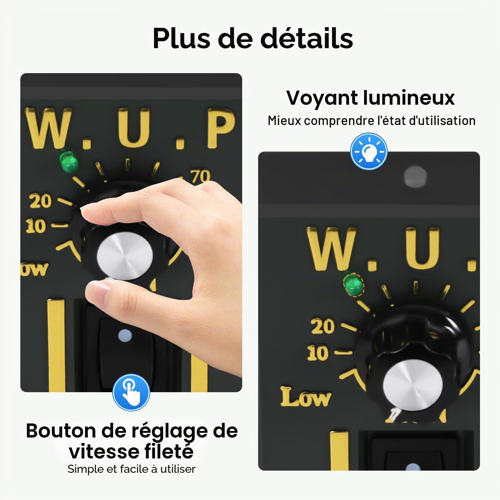 Motoréducteur Électrique 220 V 40 W (20 K), Moteurs à Vitesse Variable, Moteur à Engrenages Réglable Réglable en Continu Monophasé, avec Contrôleur de Vitesse Moteur à Engrenages 0-90rpm
