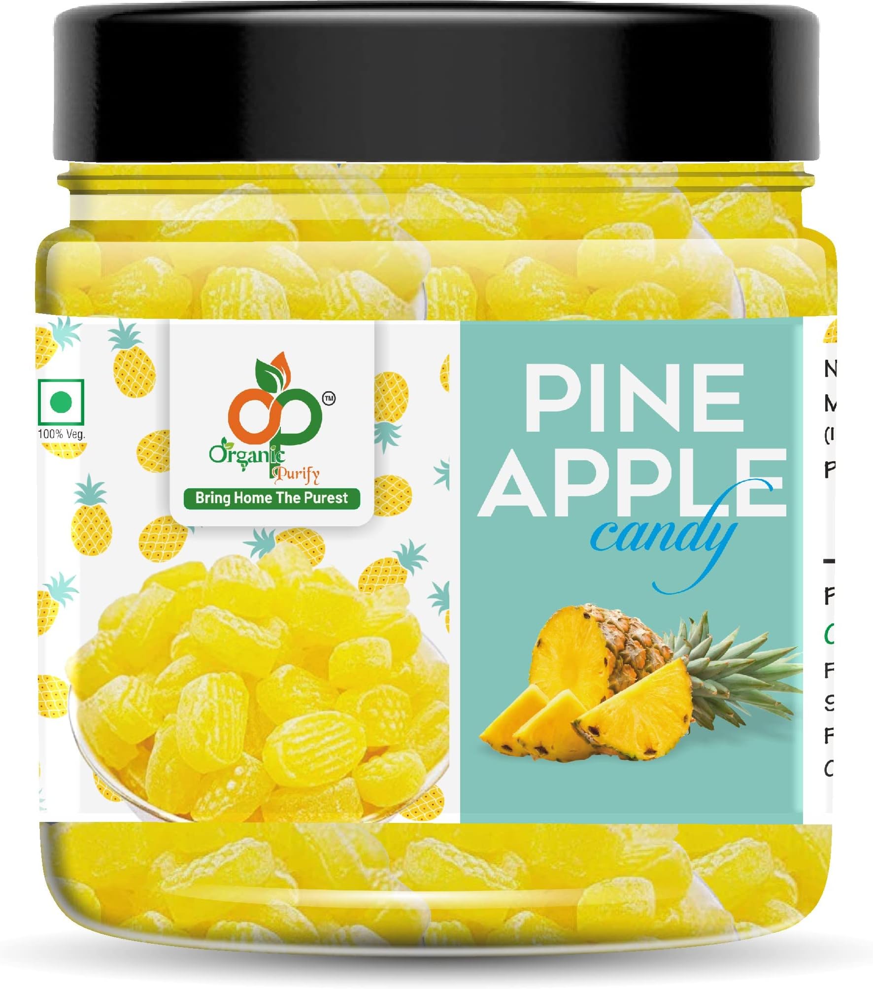 Pineapple Flavour Candy | Pineapple Toffee | Jar Pack 400gm | Candy Khatti Mithi Goli | Mukhwas | Mouth Freshner Jar Pack 400gm