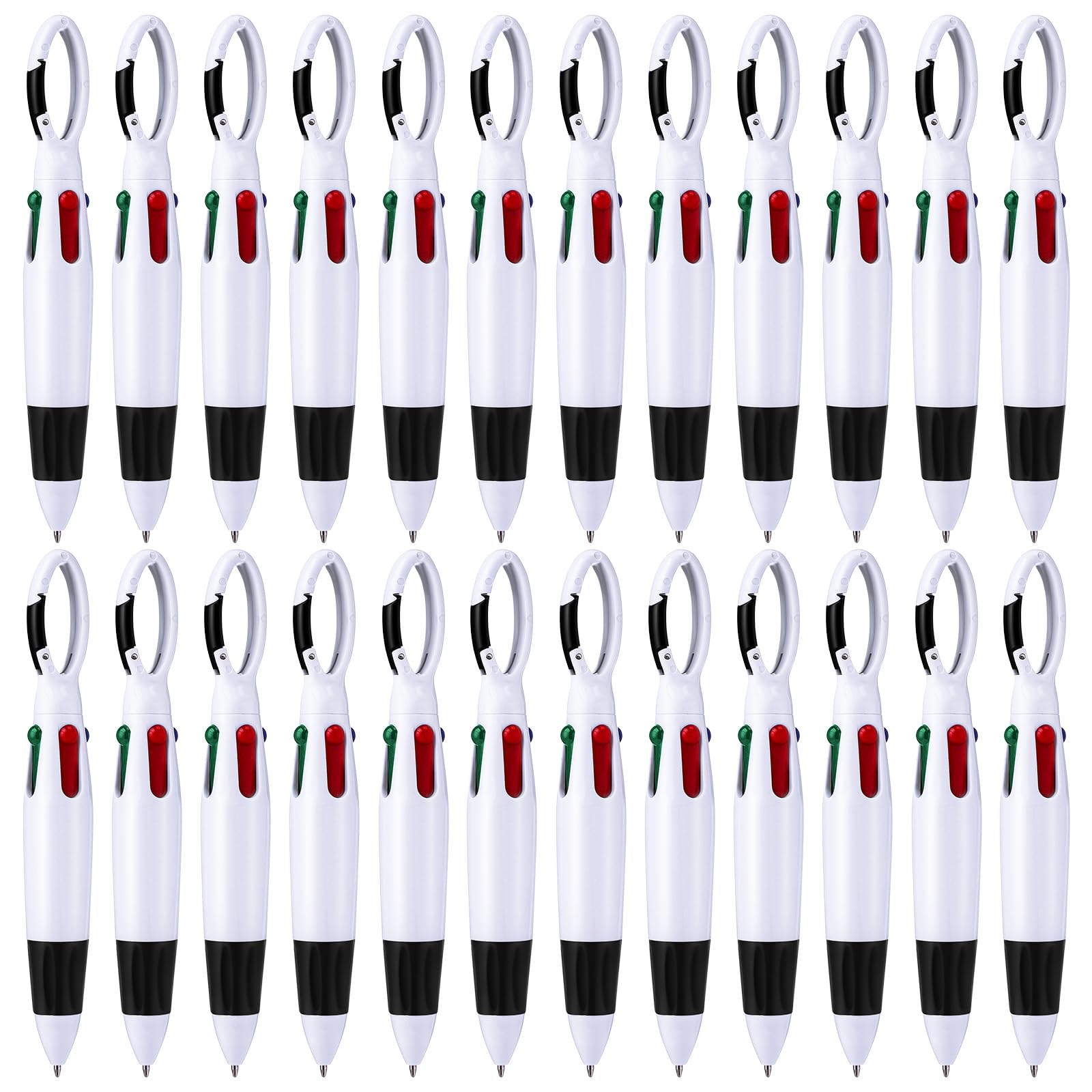 Sayglossy 50 bolígrafos retráctiles 4 en 1 con hebilla en la parte superior, pequeños bolígrafos multicolor para suministros de oficina escolar, estudiantes, enfermeras, regalo