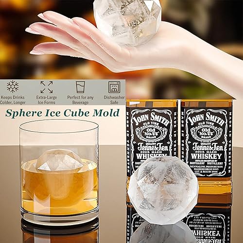 Miniatura 4 de Kenond Molde para hacer bolas de hielo, molde redondo grande para cubitos de hielo de 2 pulgadas para whisky, cócteles y bourbon, paquete de 3