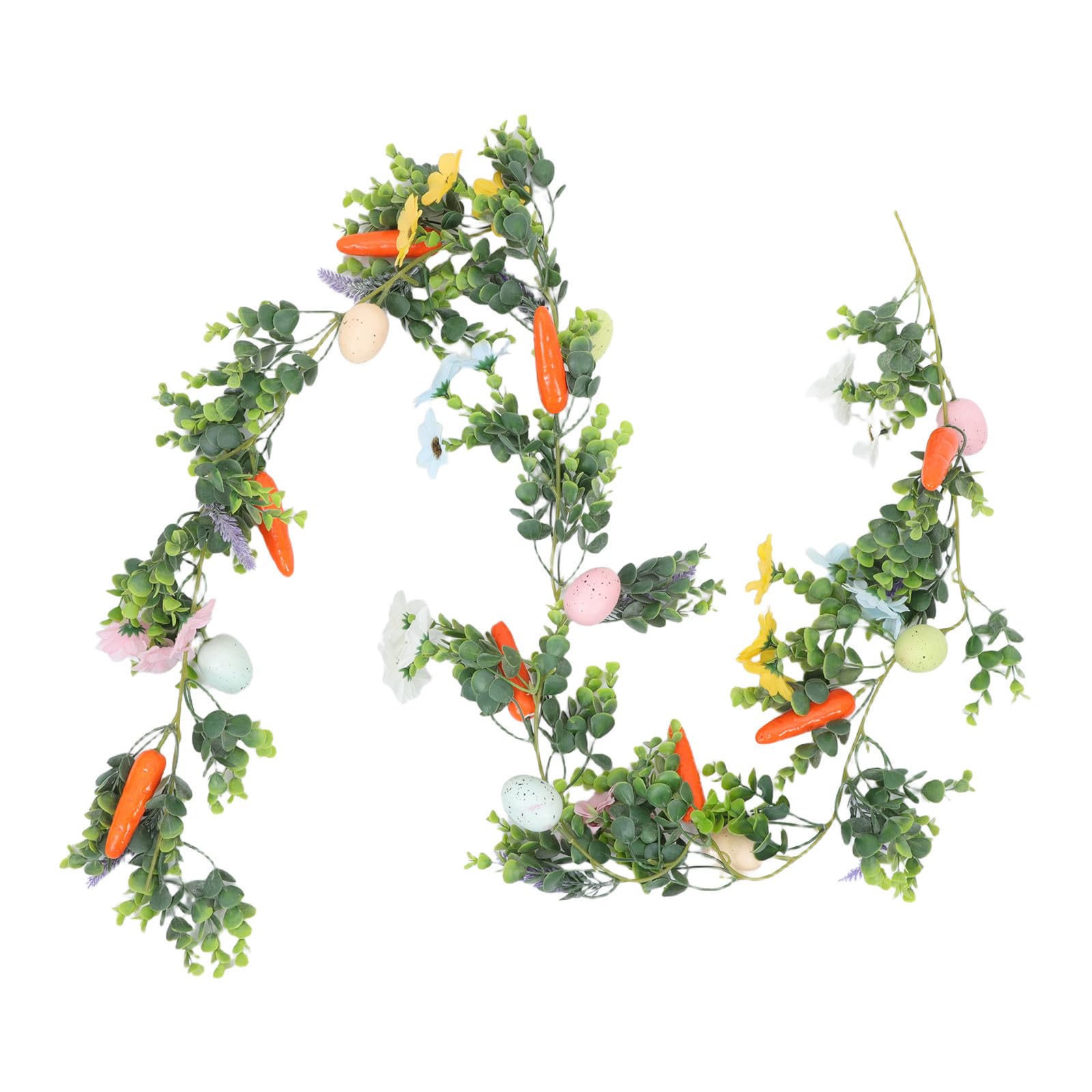 Guirnalda de Zanahorias de Pascua FOMIYES y Flores de Primavera de 175 Cm para Chimeneas
