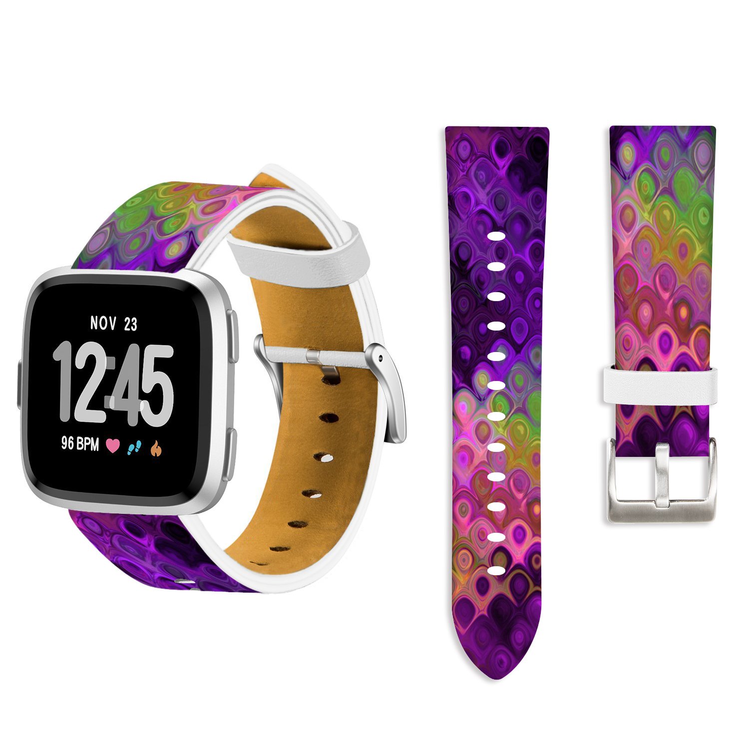 for Fitbit Versa Bands Peacock,Ecute Replacement Band Fitbit Versa Leather Bands Strap for Fitbit Versa SmartWatch -Beautiful Peacock Pattern